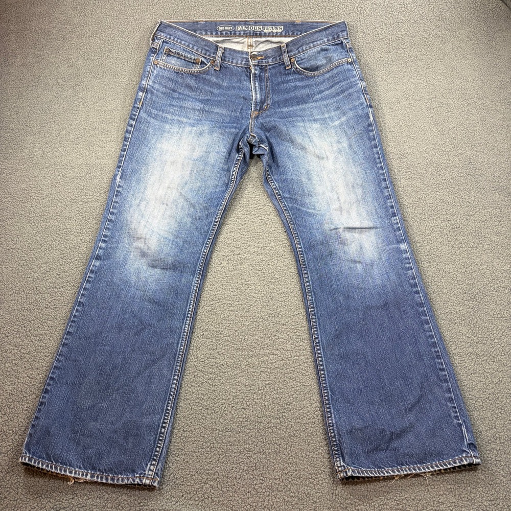 Old Navy Jeans Mens 36x32 Blue Famous Jeans Boot-Cut Semi-Evase 100% Cotton 7944
